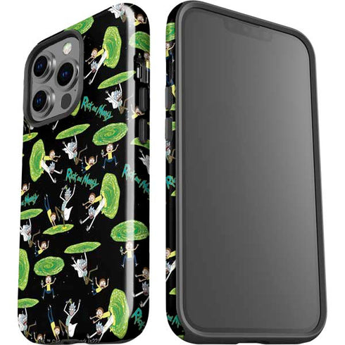 Adult Swim Rick and Morty Portal Pattern iPhone 15 Pro Impact Case